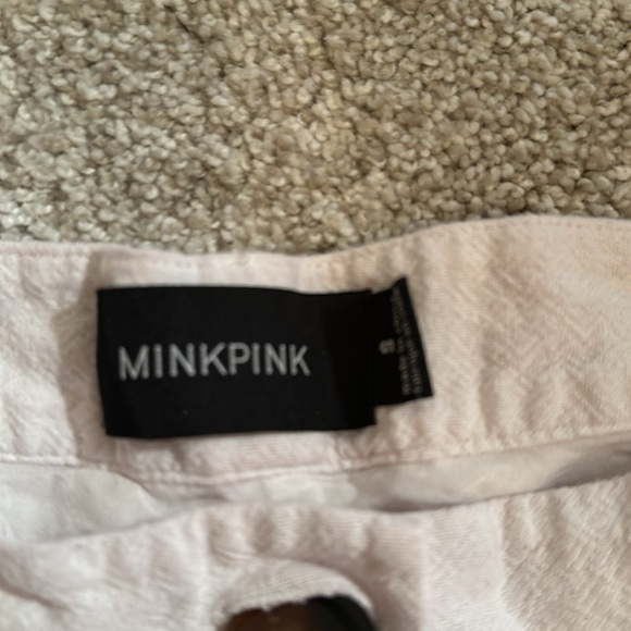 MinkPink frayed zipped shorts, light pink - Picture 2 of 3